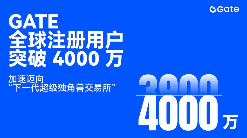 Gate 全球注册用户突破 4000 万，加速迈向“下一代超级独角兽交易所