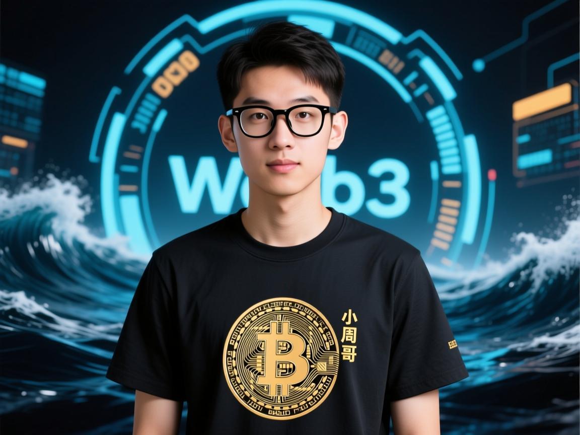 在Web3加密圈的浪潮里，小周哥是个绕不开的名字。这个戴着黑框眼镜、总穿着印着去中心化文化衫的年轻人，不是什么币圈大佬，却成了无数新手的引路人