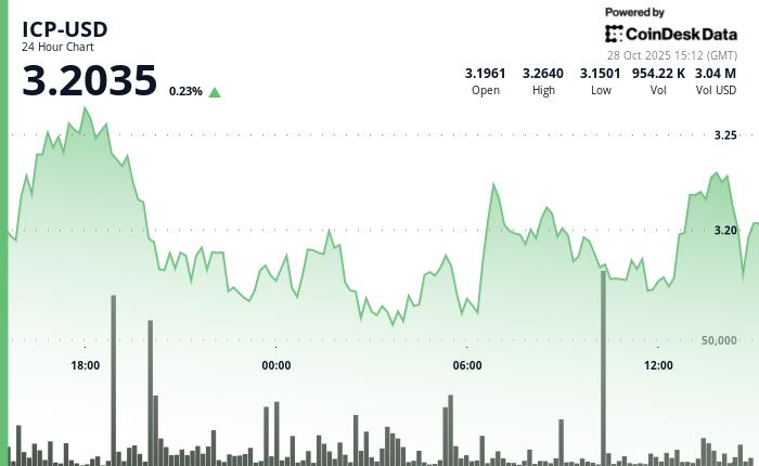 ICP 股价在 3.20 美元阻力位附近徘徊，成交量激增 115%