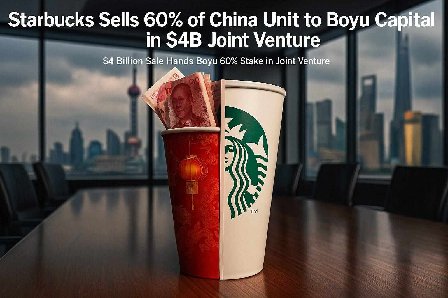 星巴克以40亿美元合资企业的价格将中国业务60%的股份出售给博裕资本。